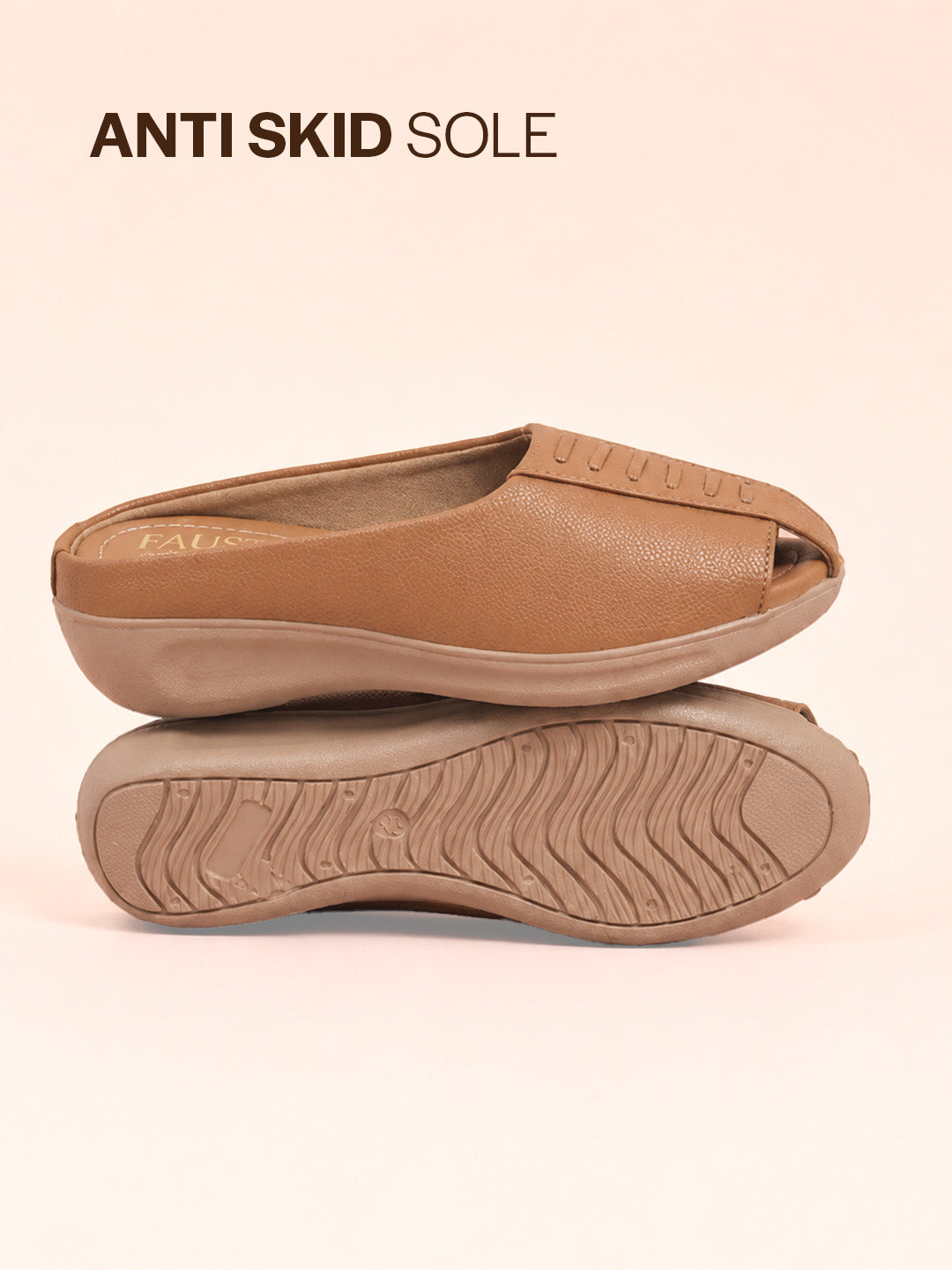 textured leather backless slide mules
