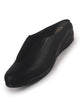 Women Black Formal Back Open Wedge Heel Slip On Shoe|Flexible Stretch Trim Closed-Toe Slides|Lightweight Cushioned Insole Mules for Office, Meetings