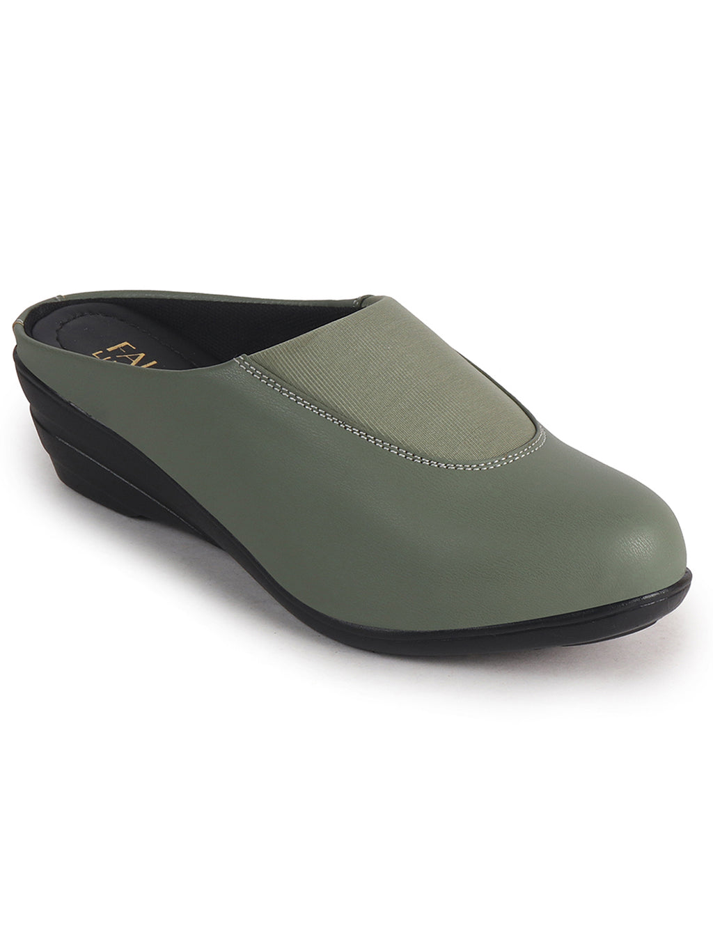 textured leather closed toe slides women