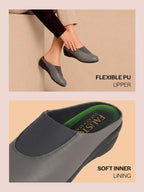 closed toe slip on mules women