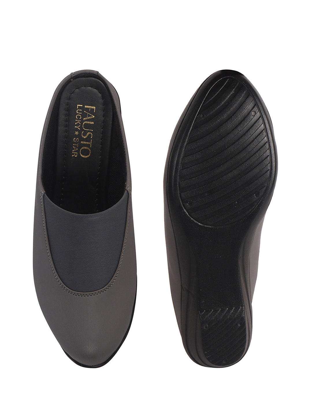 textured leather closed toe slides women