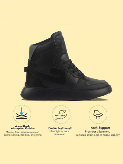 Buy Men Black High Top Chunky High Ankle Lightweight Sneakers