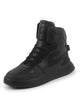 FAUSTO Men Black High Top Chunky Classic Lace Up Sneakers|High Ankle Sneakers With Memory Cushion|Lightweight All Day Sneakers