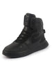 FAUSTO Men Black High Top Chunky Classic Lace Up Sneakers|High Ankle Sneakers With Memory Cushion|Lightweight All Day Sneakers