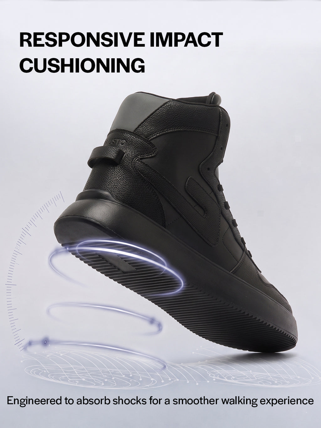 fausto men black high top chunky classic lace up sneakers|high ankle sneakers with memory cushion|lightweight all day sneakers