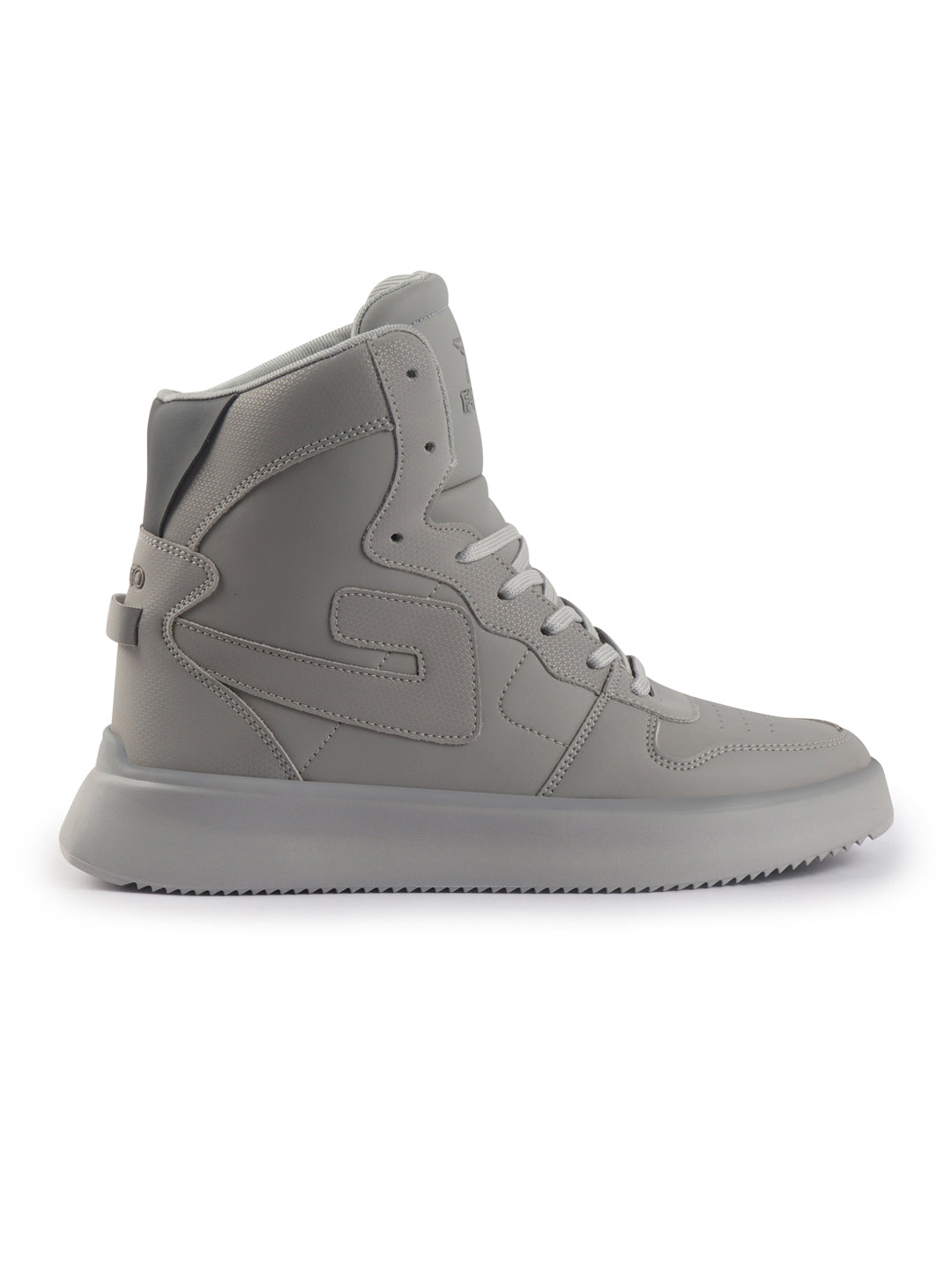 Shop FAUSTO Men Grey High Top Chunky Classic Lace Up Sneakers|High Ankle Sneakers With Memory Cushion|Lightweight All Day Sneakers Online.