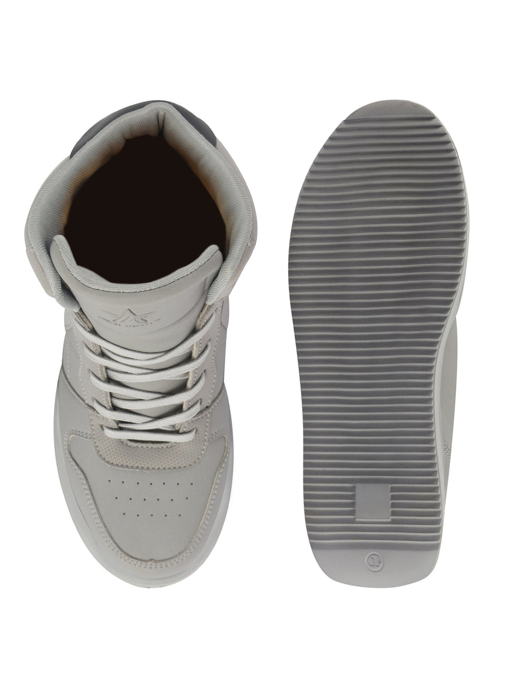 Shop FAUSTO Men Grey High Top Chunky Classic Lace Up Sneakers|High Ankle Sneakers With Memory Cushion|Lightweight All Day Sneakers Online.