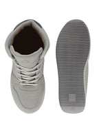 Shop FAUSTO Men Grey High Top Chunky Classic Lace Up Sneakers|High Ankle Sneakers With Memory Cushion|Lightweight All Day Sneakers Online.