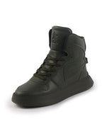 fausto men olive high top chunky classic lace up sneakers|high ankle sneakers with memory cushion|lightweight all day sneakers