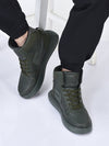 fausto men olive high top chunky classic lace up sneakers|high ankle sneakers with memory cushion|lightweight all day sneakers