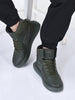 FAUSTO Men Olive High Top Chunky Classic Lace Up Sneakers|High Ankle Sneakers With Memory Cushion|Lightweight All Day Sneakers