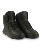 fausto men olive high top chunky classic lace up sneakers|high ankle sneakers with memory cushion|lightweight all day sneakers