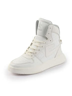 FAUSTO Men White High Top Chunky Classic Lace Up Sneakers|High Ankle Sneakers With Memory Cushion|Lightweight All Day Sneakers