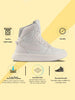 FAUSTO Men White High Top Chunky Classic Lace Up Sneakers|High Ankle Sneakers With Memory Cushion|Lightweight All Day Sneakers