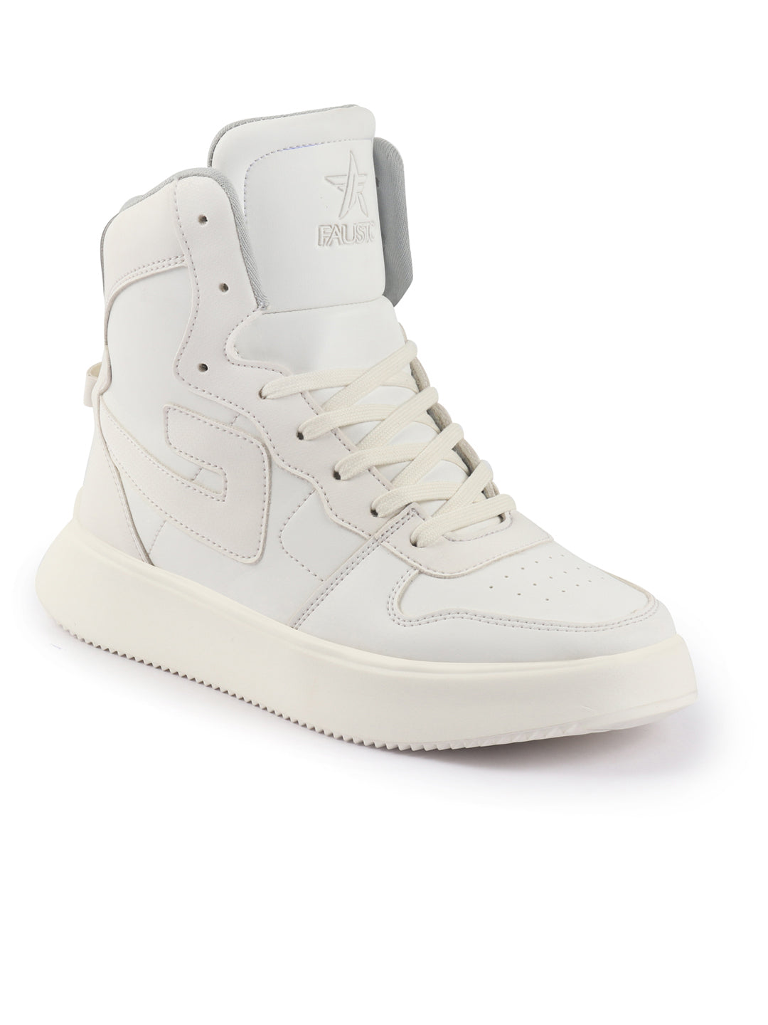 White Sneakers Popular High Top Sneakers FAUSTO Men White High Top