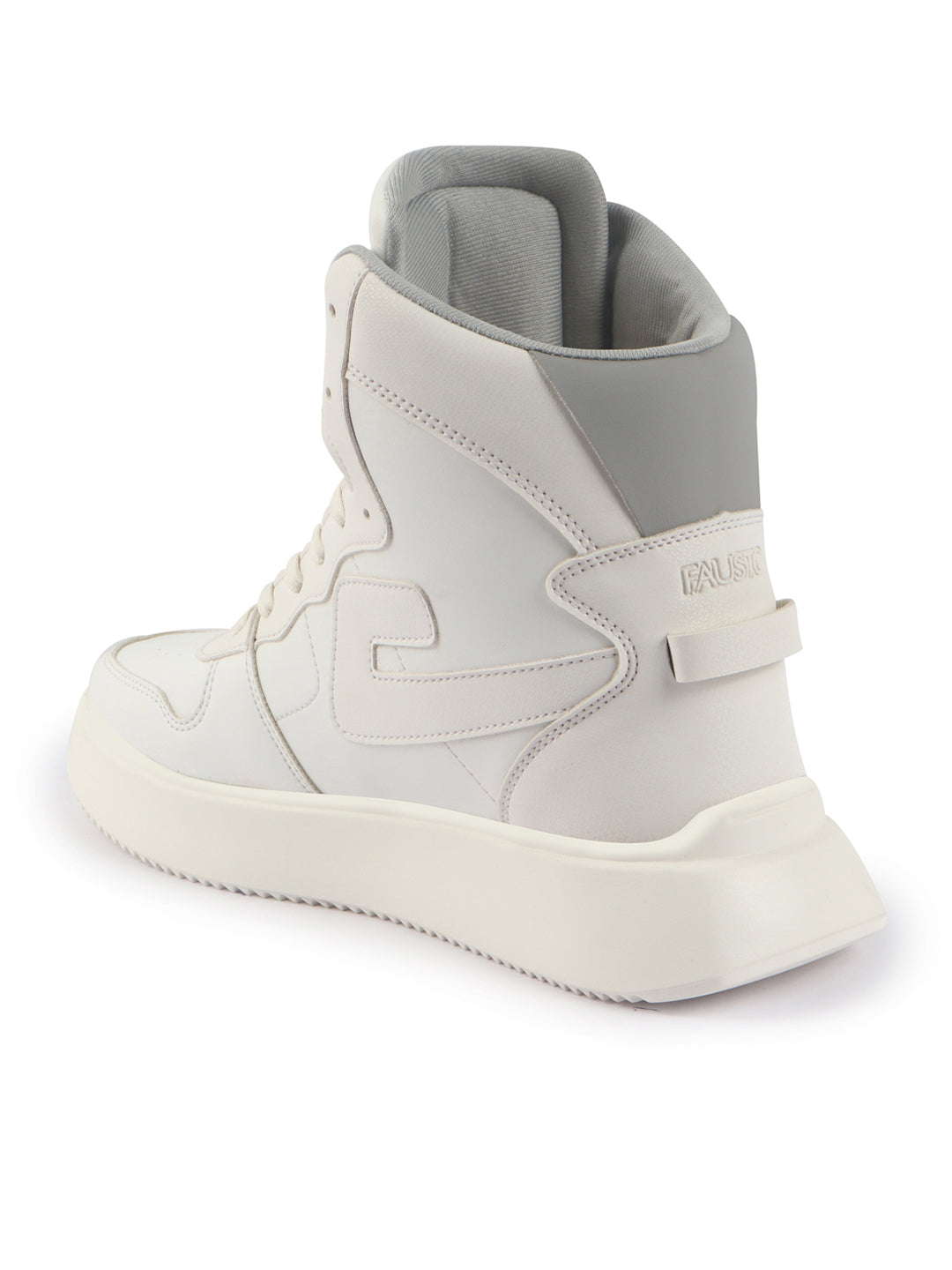 Premium High Top Sneakers for Men - White Thick Sole