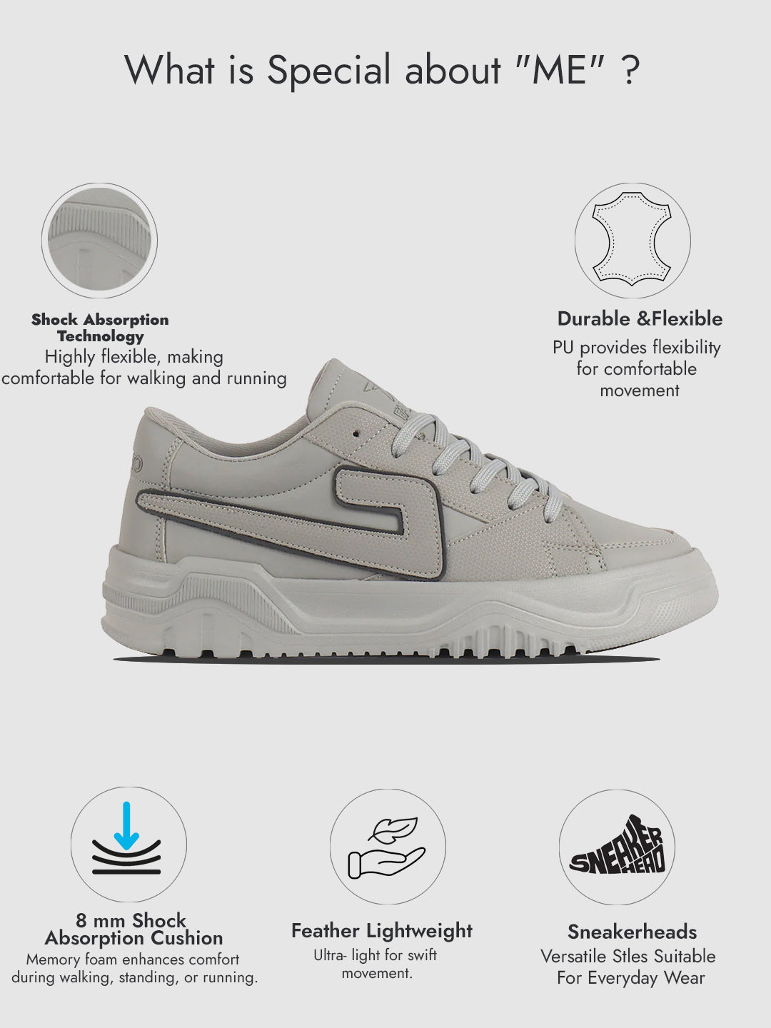 men grey low top chunky lace-up sneaker shoes