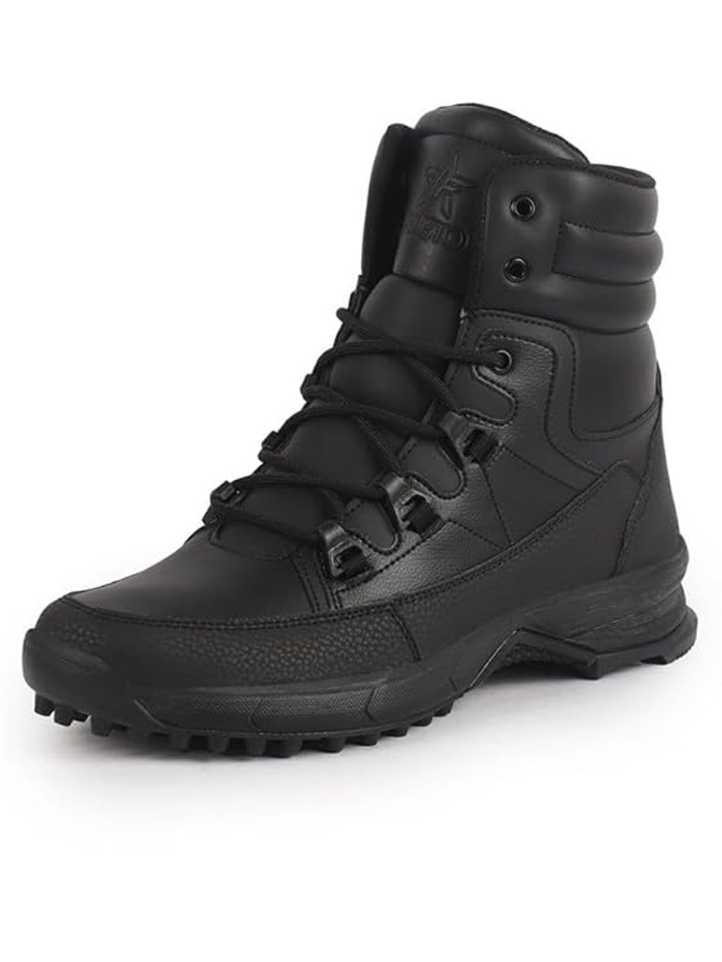 Men Black High Top 3-Eye Lace Up High Ankle Winter Biker Boots|Trekking Boots|Hiking Boots|Basketball Shoes|Good Sole Grip Traction