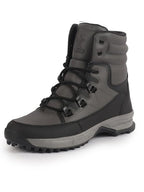 Men Grey High Top 3-Eye Lace Up High Ankle Winter Biker Boots|Trekking Boots|Hiking Boots|Basketball Shoes|Good Sole Grip Traction
