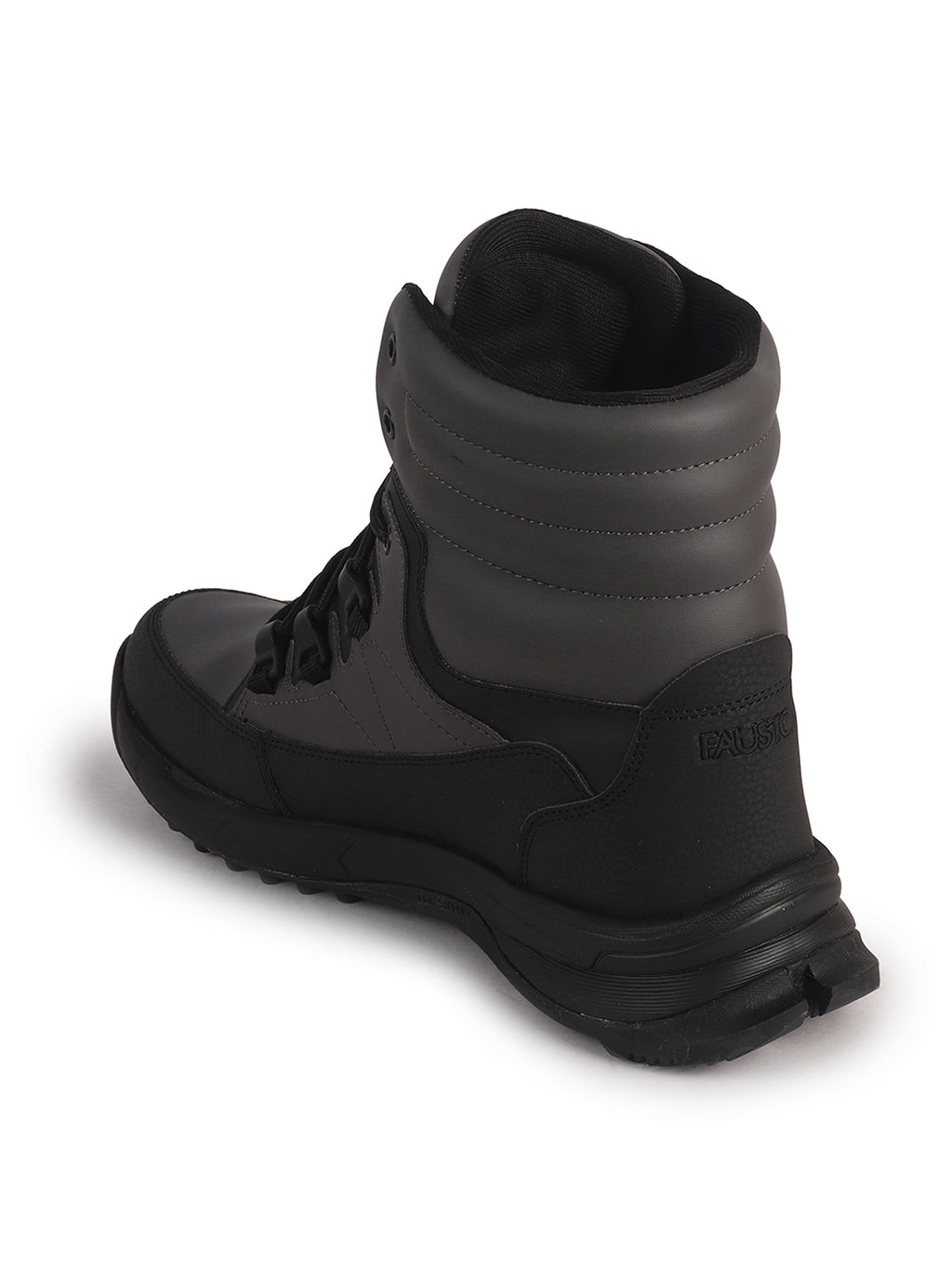 Men Grey High Top 3-Eye Lace Up High Ankle Winter Biker Boots|Trekking Boots|Hiking Boots|Basketball Shoes|Good Sole Grip Traction