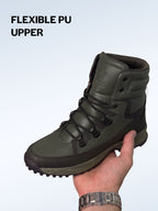 men grey high top colorblocked chunky classic lace up sneakers|breathable basketball shoes with memory cushion|anti skid comfort grip sole