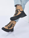 men tan high top 3-eye lace up high ankle winter biker boots|trekking boots|hiking boots|basketball shoes|good sole grip traction