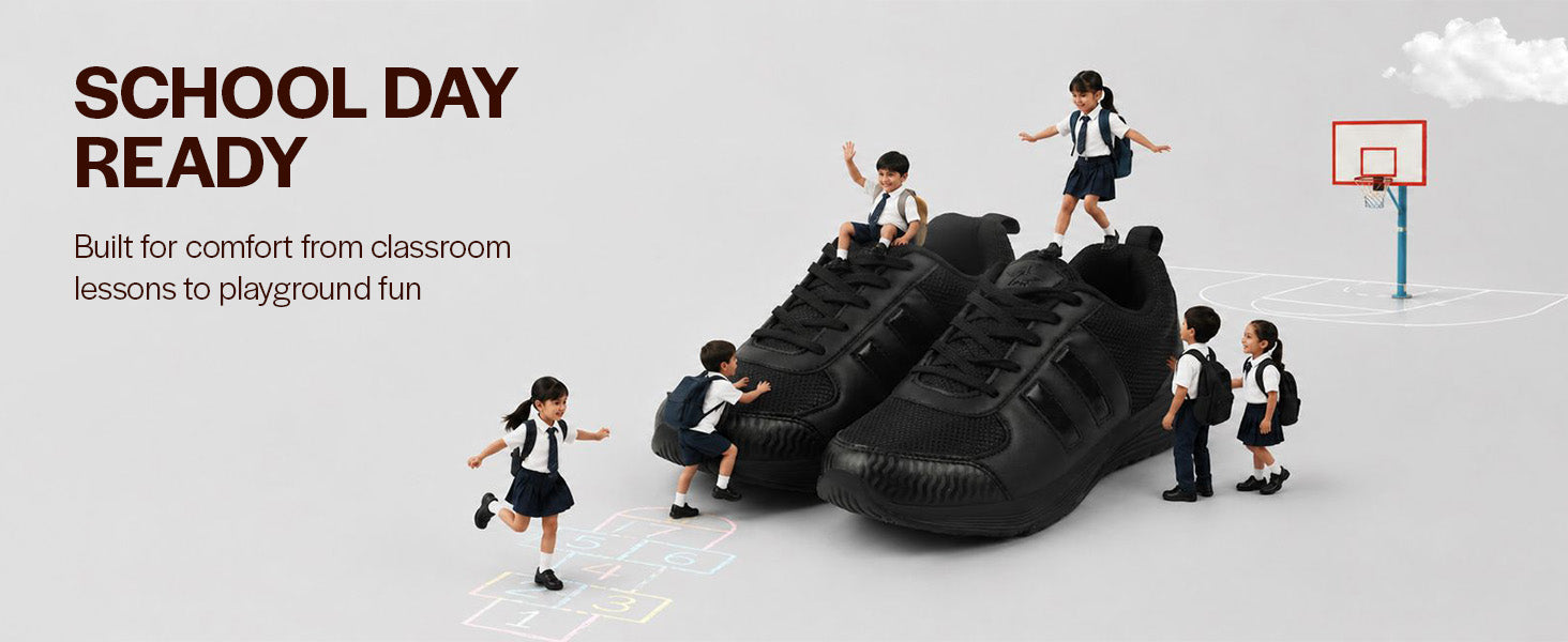 Unisex White School Uniform Shoes|Boys & Girls Lace Up School Shoes|Breathable Comfort Insole Kids School Shoes