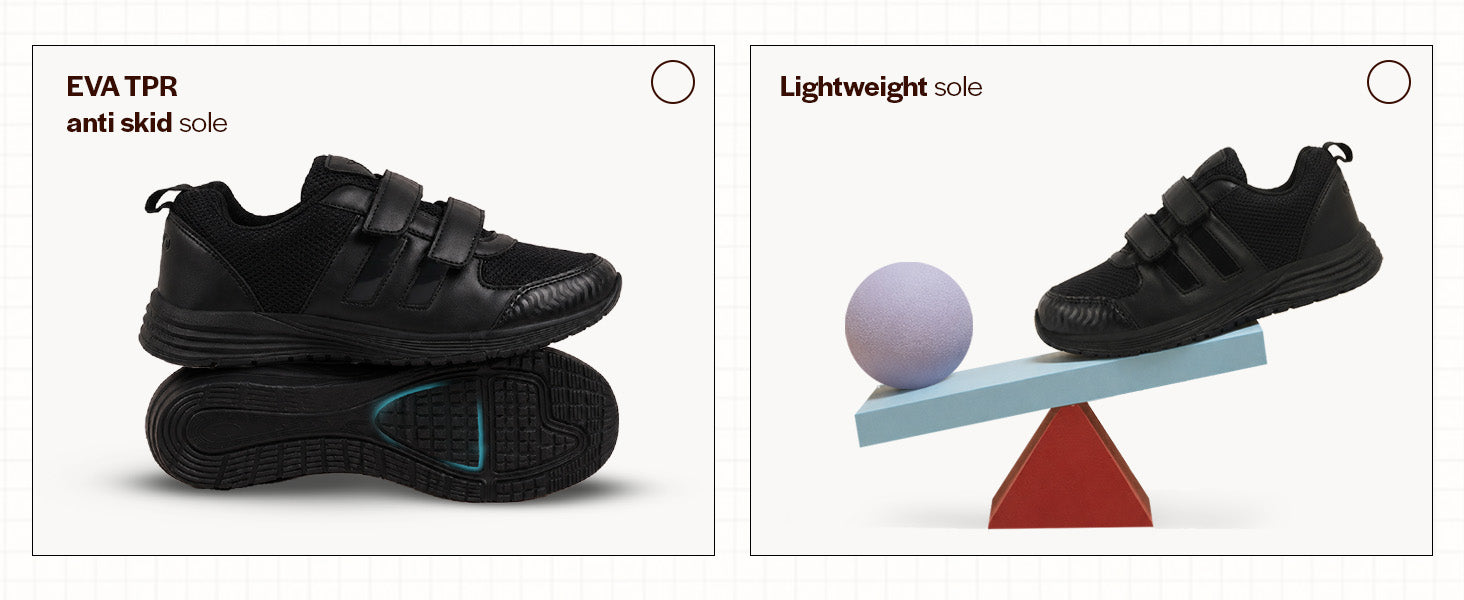 Unisex Black School Uniform Shoes|Boys & Girls Non Lacing Breathable School Shoes|Velcro School Shoes For Kids