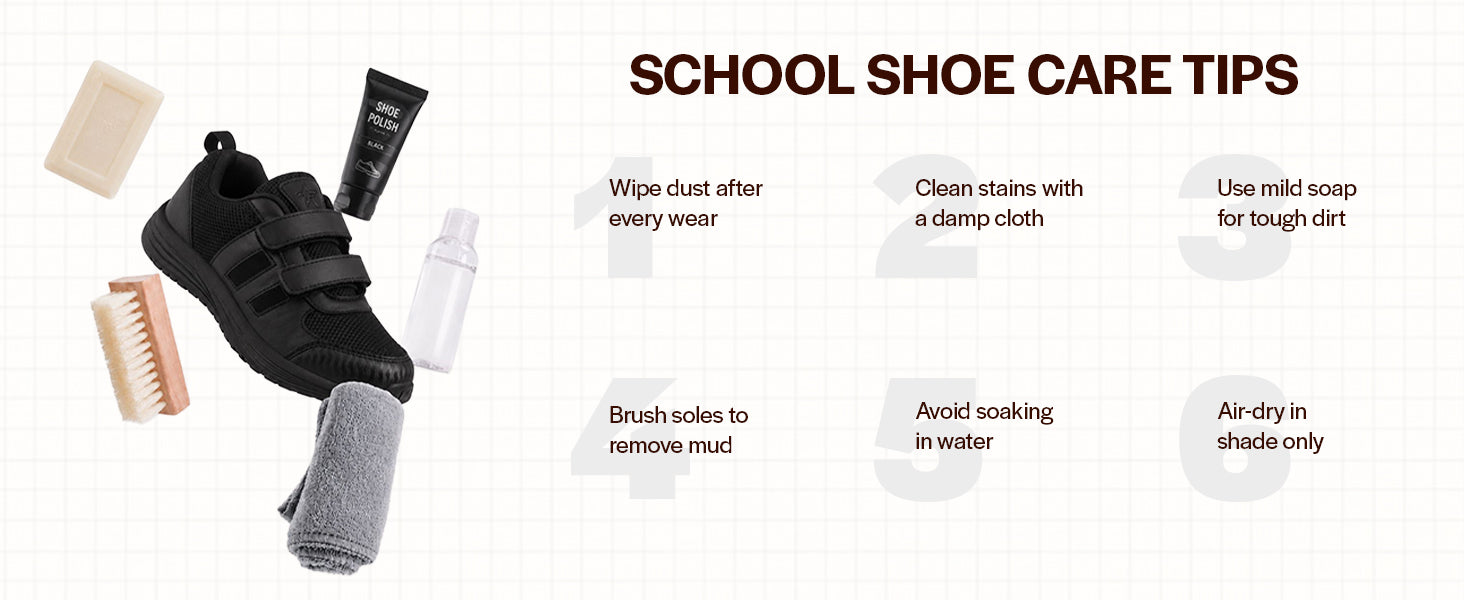 Unisex Black School Uniform Shoes|Boys & Girls Non Lacing Breathable School Shoes|Velcro School Shoes For Kids