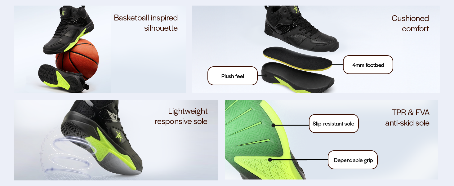 Men Grey High Top Colorblocked Chunky Classic Lace Up Sneakers|Breathable Basketball Shoes with Memory Cushion|Anti Skid Comfort Grip Sole