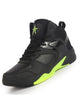 Men Black High Top Colorblocked Chunky Classic Lace Up Sneakers|Breathable Basketball Shoes with Memory Cushion|Anti Skid Comfort Grip Sole