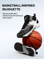 men grey high top colorblocked chunky classic lace up sneakers|breathable basketball shoes with memory cushion|anti skid comfort grip sole