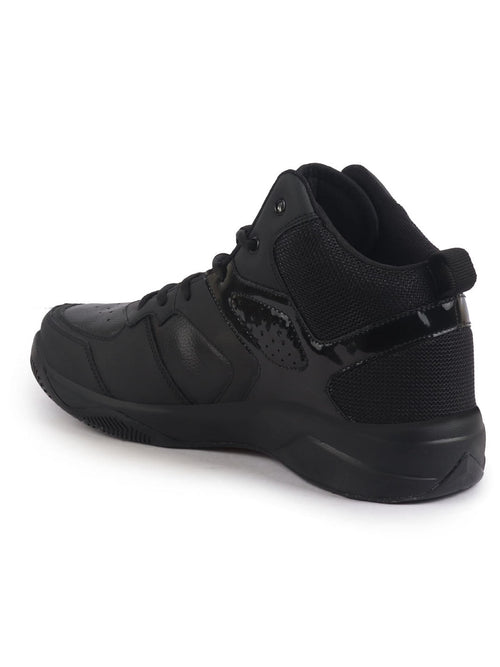men high top colorblocked chunky classic lace-up sneakers|breathable basketball shoes with memory cushion|anti skid comfort grip sole