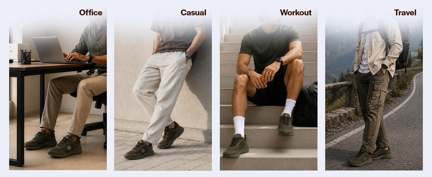 Men Camel Suede Leather Breathable Broad Feet Classic Casual Shoes All Day Comfortable Walking Sneakers Memory Cushioned Insole with Anti Skid TPR Sole