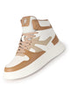 Men Beige High Top Colorblocked Ankle Lace Up Sneakers | Lightweight Casual Shoes with Memory Cushion Insole | Anti Skid Comfort Grip Sole