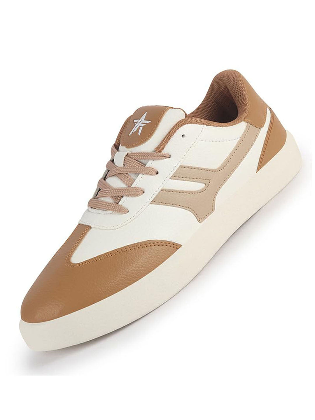 Men Beige Colorblocked Classic Lace Up Sneakers | Casual Shoes with Soft Cushioned Insole | Trendy Low Top Sneaker with TPR Sole