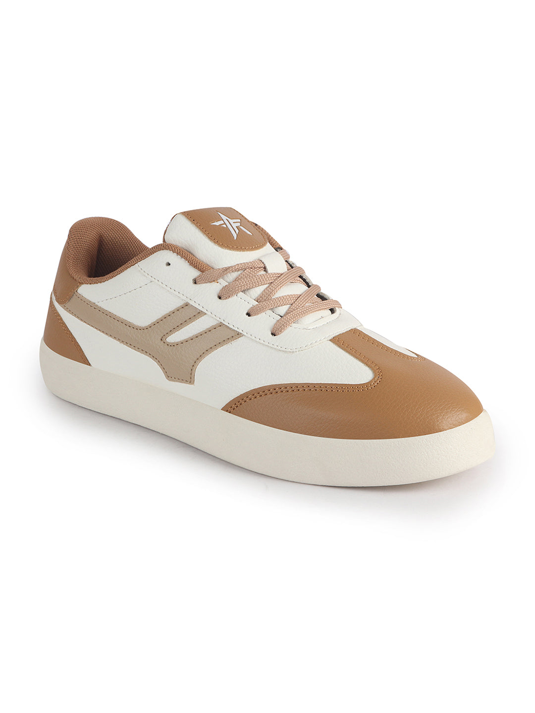 Men Beige Colorblocked Classic Lace Up Sneakers | Casual Shoes with Soft Cushioned Insole | Trendy Low Top Sneaker with TPR Sole