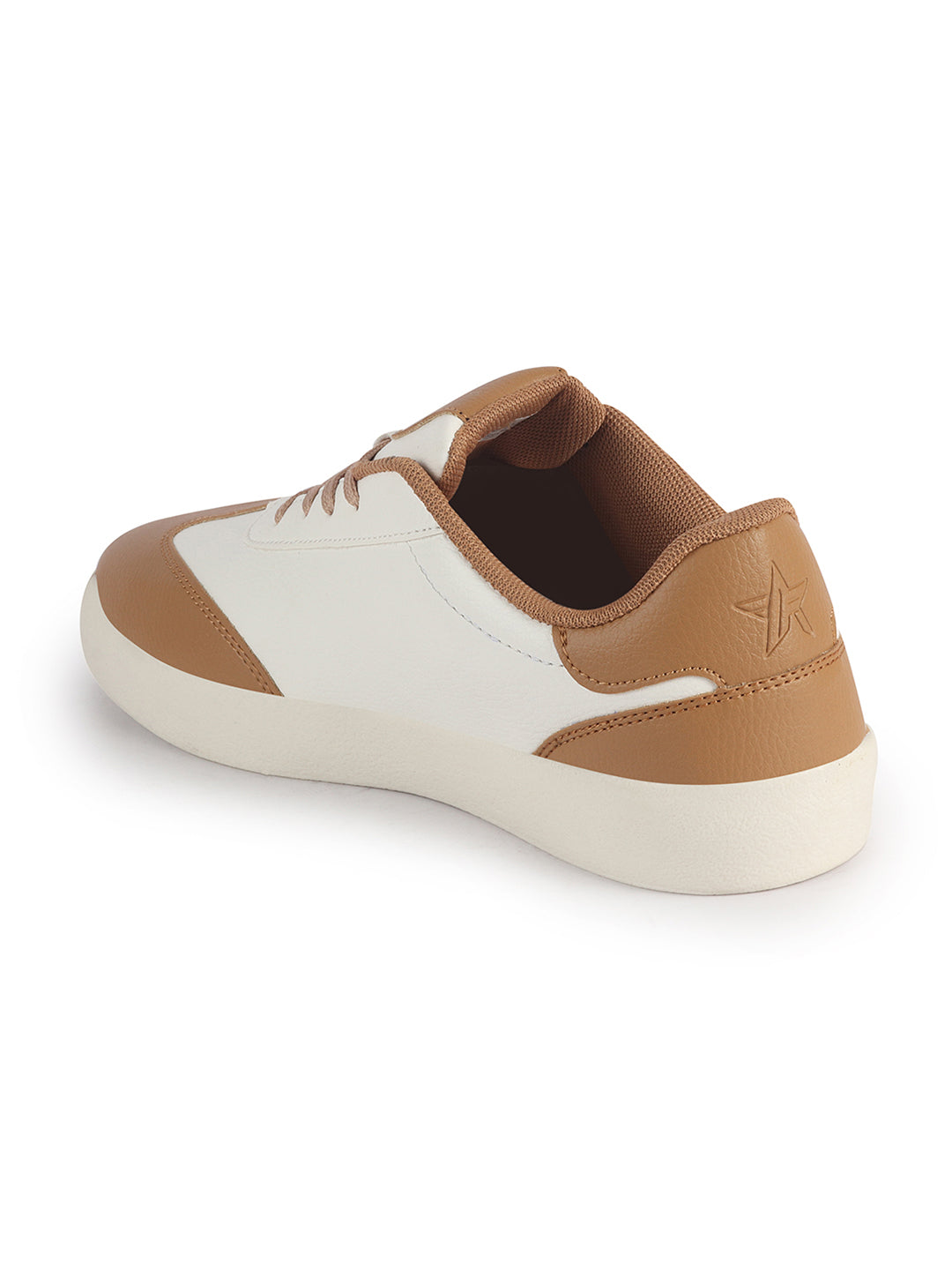 Men Beige Colorblocked Classic Lace Up Sneakers | Casual Shoes with Soft Cushioned Insole | Trendy Low Top Sneaker with TPR Sole