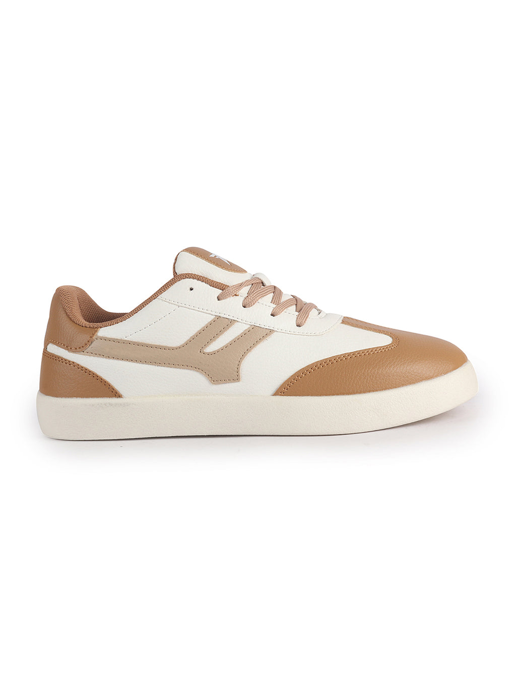 Men Beige Colorblocked Classic Lace Up Sneakers | Casual Shoes with Soft Cushioned Insole | Trendy Low Top Sneaker with TPR Sole