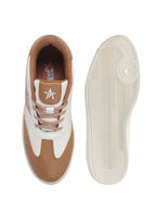 Men Beige Colorblocked Classic Lace Up Sneakers | Casual Shoes with Soft Cushioned Insole | Trendy Low Top Sneaker with TPR Sole