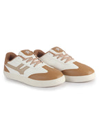 Men Beige Colorblocked Classic Lace Up Sneakers | Casual Shoes with Soft Cushioned Insole | Trendy Low Top Sneaker with TPR Sole