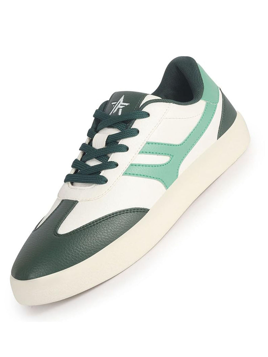 Men Green Colorblocked Classic Lace Up Sneakers | Casual Shoes with Soft Cushioned Insole | Trendy Low Top Sneaker with TPR Sole