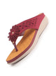 Women Maroon Floral Design Orthopedic Cushioned Wedge Thong Slippers| Slip-On Open Toe Comfort Sandals For Casual, Daily Office Work Wear