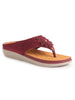 Women Maroon Floral Design Orthopedic Cushioned Wedge Thong Slippers| Slip-On Open Toe Comfort Sandals For Casual, Daily Office Work Wear