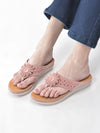 Women Pink Floral Design Orthopedic Cushioned Wedge Thong Slippers| Slip-On Open Toe Comfort Sandals For Casual, Daily Office Work Wear