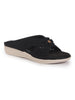Women Black Elegant Floral Cut-Out Slip-On Wedge Sandals | Comfort Arch Support Summer Slides For Daily Use | Casual & Party Wear Orthopedic Slippers