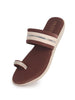 Women Brown Embellished Slip-On Toe Ring Ortho Flats with Dual Strap | Sandals for Wedding, Party and Ethnic Wear