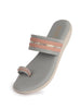 Women Grey Embellished Slip-On Toe Ring Ortho Flats with Dual Strap | Sandals for Wedding, Party and Ethnic Wear