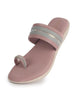 Women Lavender Embellished Slip-On Toe Ring Ortho Flats with Dual Strap | Sandals for Wedding, Party and Ethnic Wear