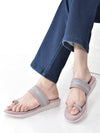 Women Lavender Embellished Slip-On Toe Ring Ortho Flats with Dual Strap | Sandals for Wedding, Party and Ethnic Wear